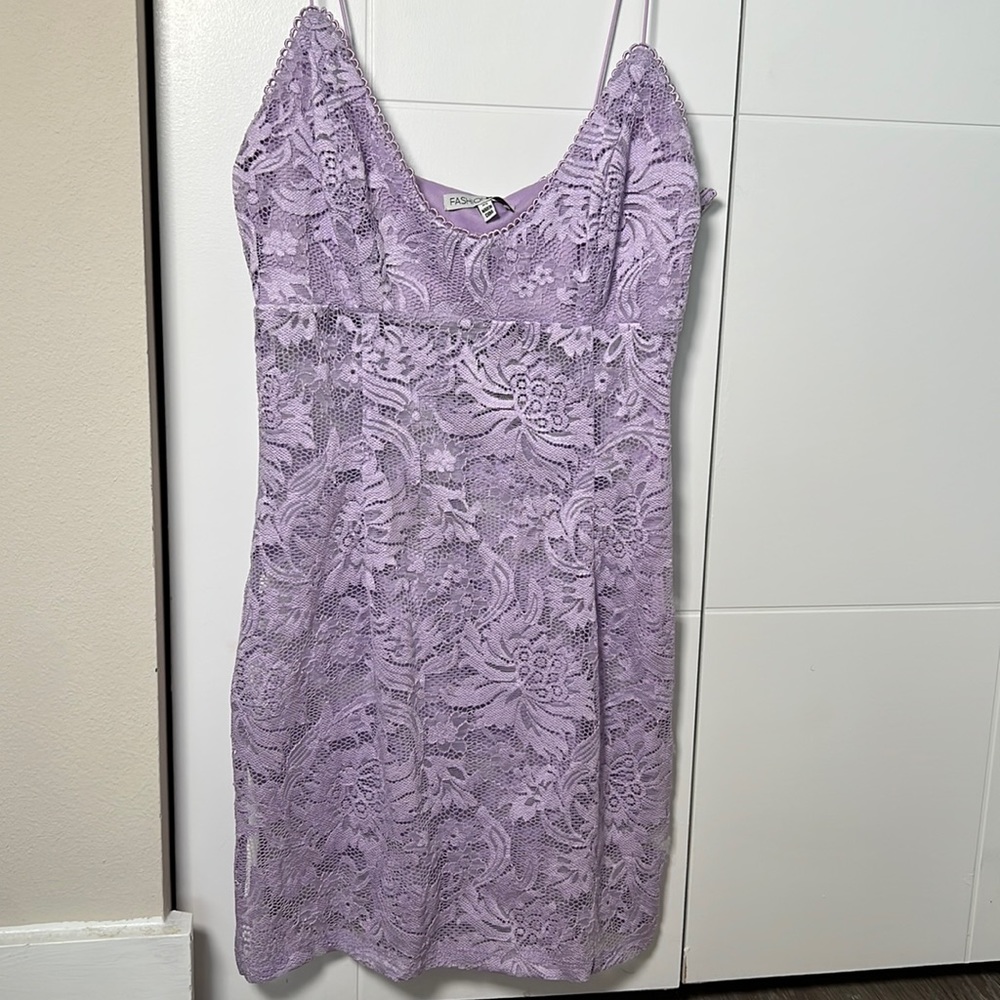 Lace lavender mini dress